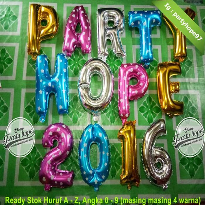 Balon Foil Huruf Angka 40 cm / balon huruf abjad