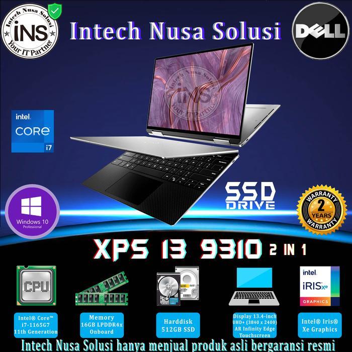BARU DELL XPS 13-9310 2 in 1 Core i7-1165G7 16GB 512GB WIN10PRO OHS 19 2YR
