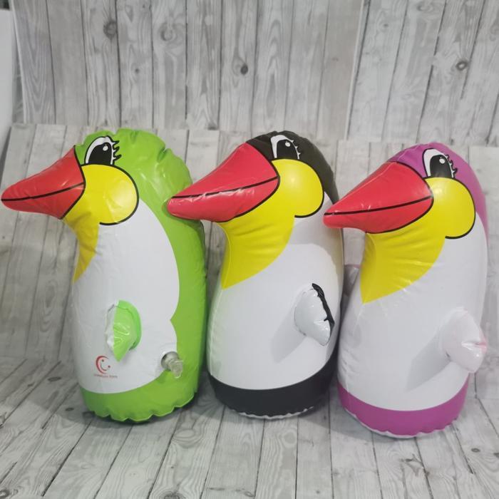 Mainan Samsak Balon Tiup Pinguin Ada Pasir Pemberat Dibawah Pinguin