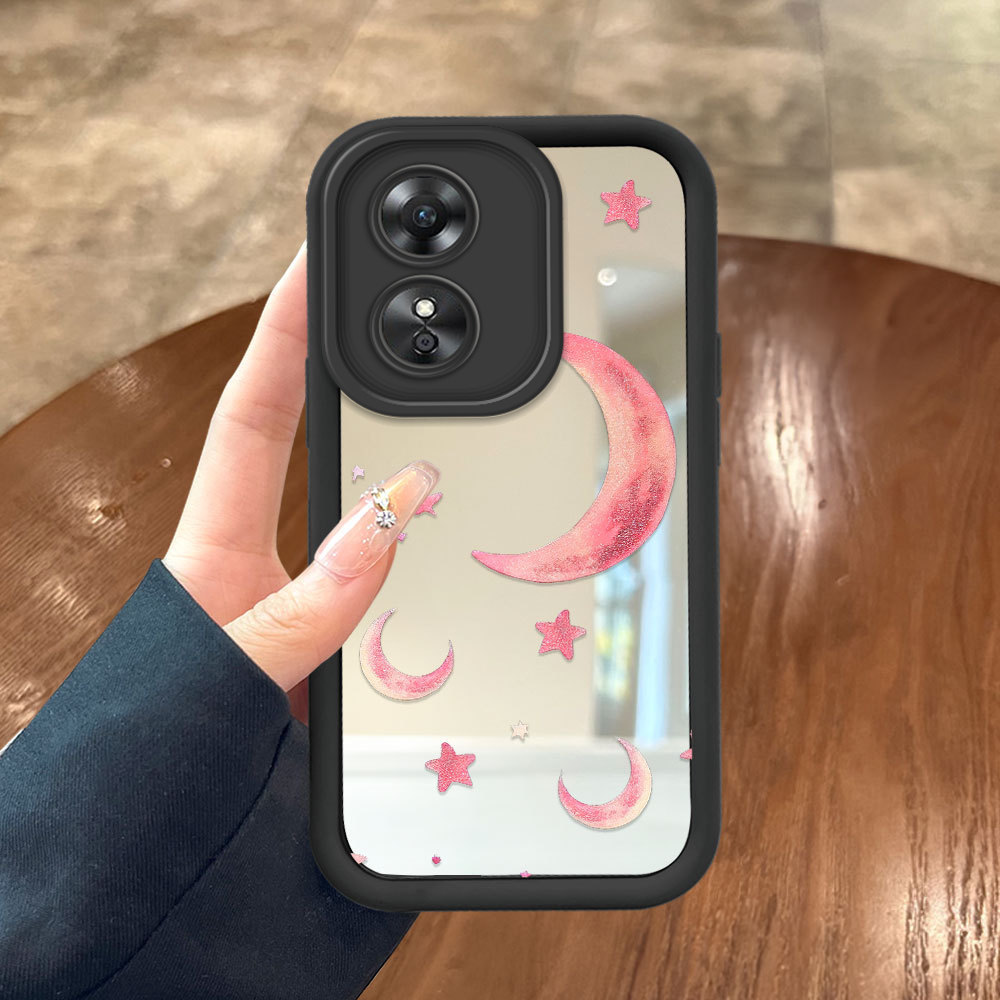 Casing Hp Untuk OPPO A17 A17K Cermin Softcase Case Cute Moon Mode Cassing Mirror 5248 JZ TY
