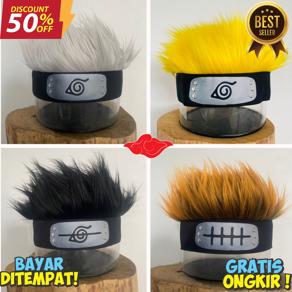 Topi rambut palsu naruto / Topi rambut anine / topi rambut palsu wibu aksesoris rambut palsu pria ke