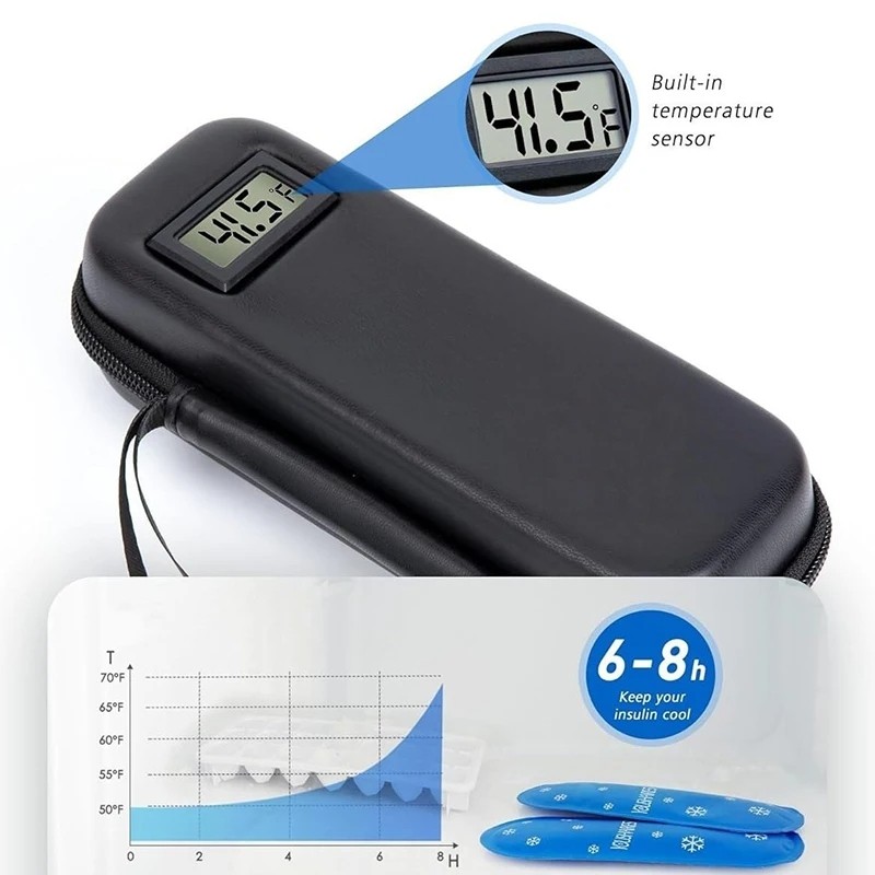 Refrigerated Insulin Pen Organizer Bag Waterproof Insulin Cooler Travel Case With Thermometer