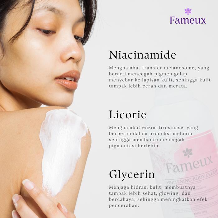 i0cc- [Mid Deals] Fameux Whitening Body Cream 500 Gr Body Bleaching Mencerahkan Tubuh