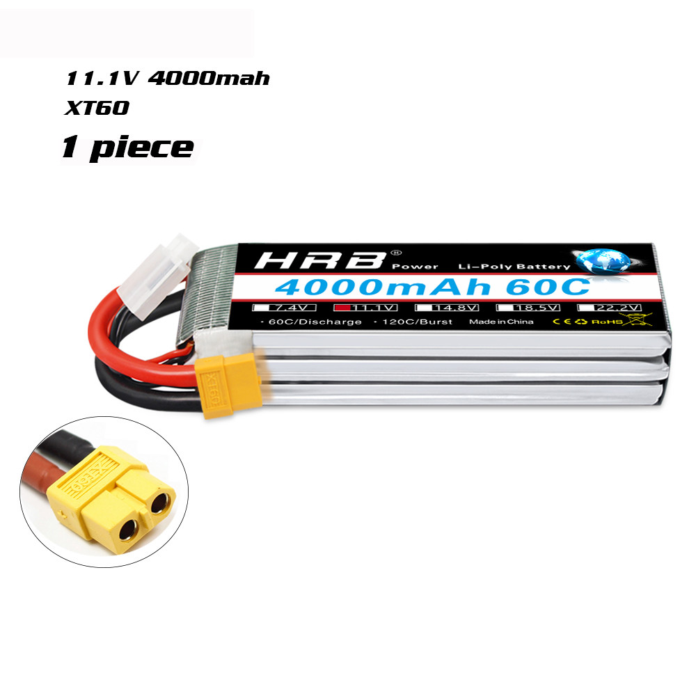 HRB 3s lipo battery 11.1v 4000mah 60C RC Battery with XT60 connector for RC Car Truck Quadcopter Hel