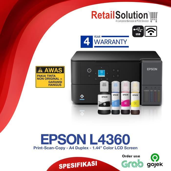 TERBARU Printer Infus AIO Warna A4 Duplex - Epson L4360 Scanner Copy WiFi BISA GOSEND