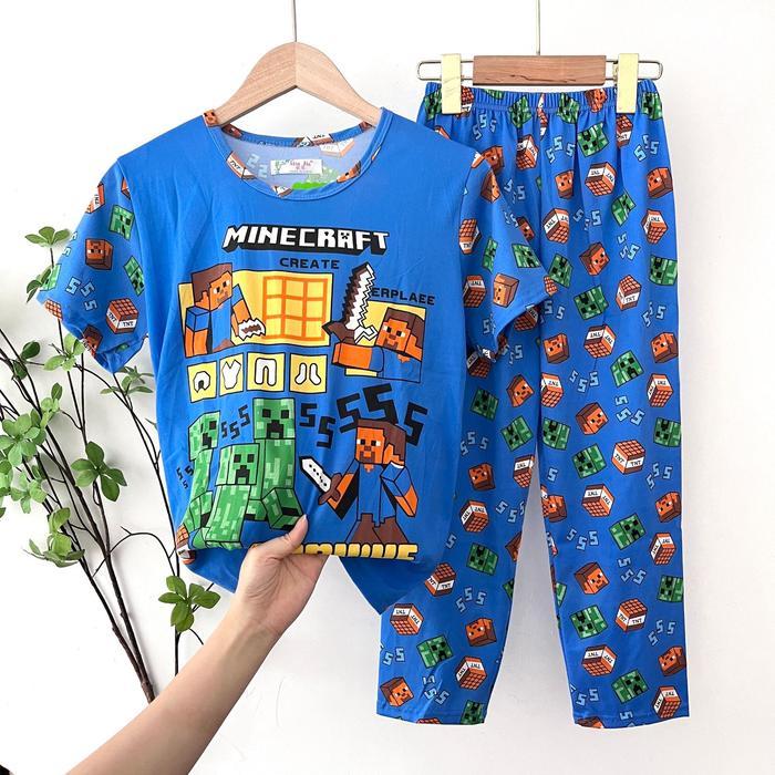 Setelan Baju Tidur Piyama Anak Katun Roblox Minecraft