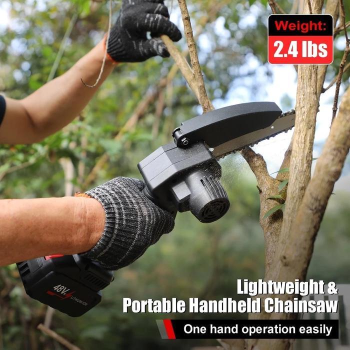 NEW Chainsaw mini 6 Inch Chainsaw Chain Saw Cordless 1 baterai /2 baterai Chainsaw Cordless Chainsaw