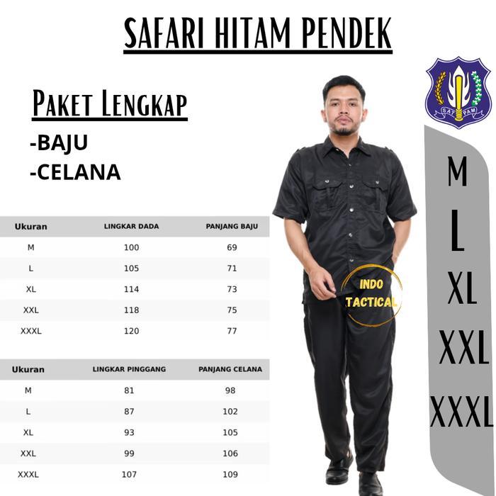 SERAGAM SAFARI SECURITY Baju Seragam Safari Lengan Panjang untuk Security Supir Warna Hitam SECURITY