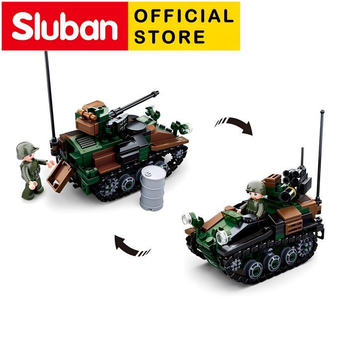 Mainan Brick Sluban Tank Wiesel Armoured Weapons Carrier B0750