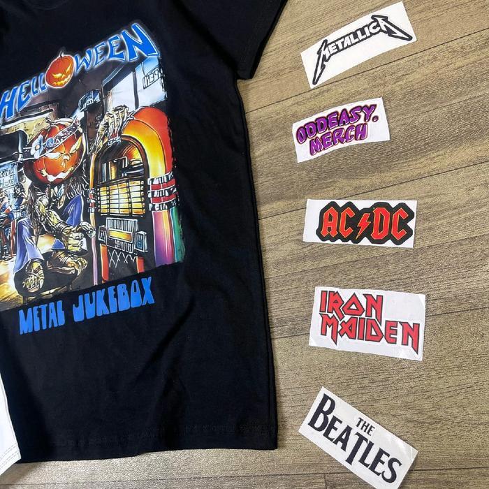 T-shirt kaos Helloween Metal Jukebox free bag bonus sticker Pria Distro Baju Oblong Katun Sablon