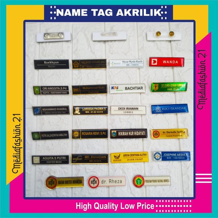 Name Tag / Nama Dada / Papan Nama Akrilik Kotak - Custom Satuan