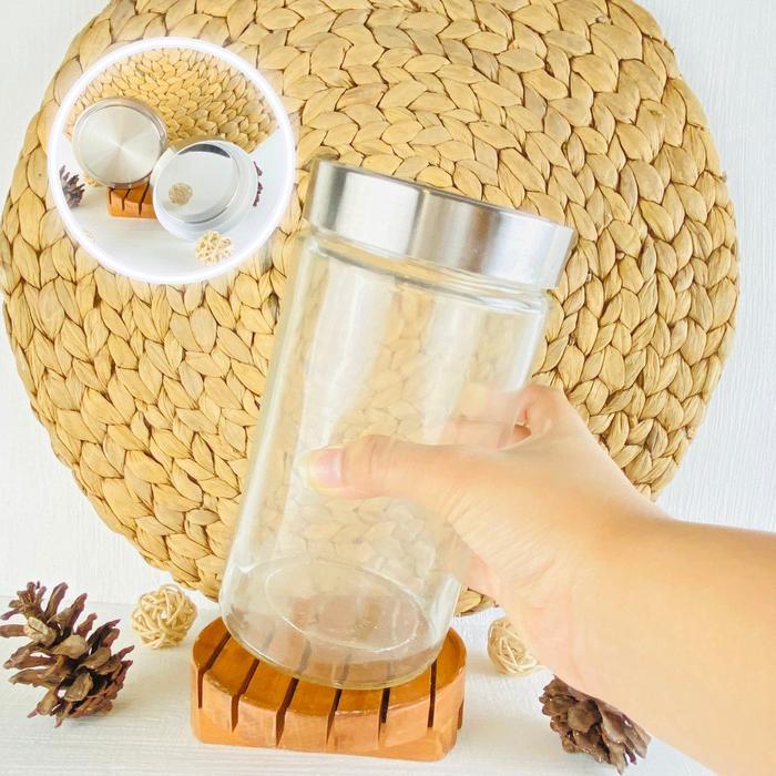 Hermetico Jar Tutup Stainless Putar 1000 Ml Toples Kaca Jar Kaca