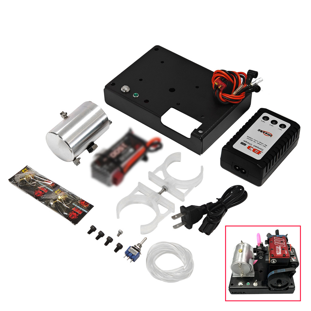 TOYAN FS-L200AC Methanol Engine Starter Kit Black Base Charger Tools Tank RC DIY Model Replacement