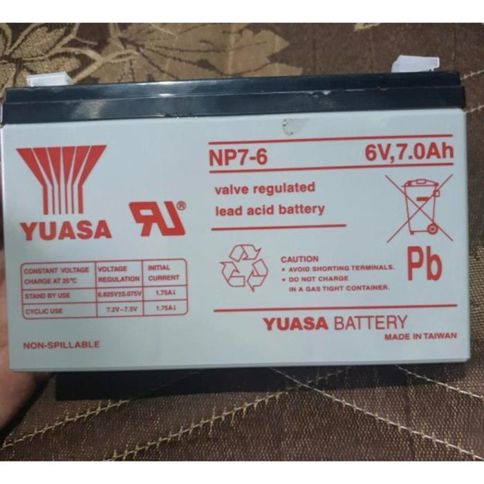 Aki Kering Yuasa NP76 Baterai Kering Yuasa 6v 7ah vrla 6 v 7 ah
