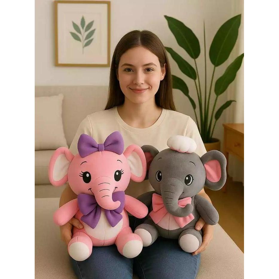 Miniso Toys - Boneka Gajah Pita 40Cm Boneka Gajah Lucu Bahan Yelvo Halus Sni Kado Anak Lembut