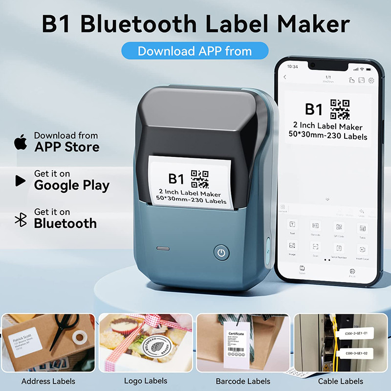 Label Thermal Printer Niimbot B1 Portable SelfAdhesive Printer For Round Labels Rolls UV Tag