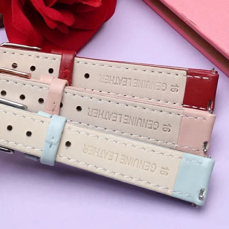 Cowhide Strap 12mm 14mm 15mm 16mm 18mm 20mm Quick Release Replace Wrist Strap Men Women tch