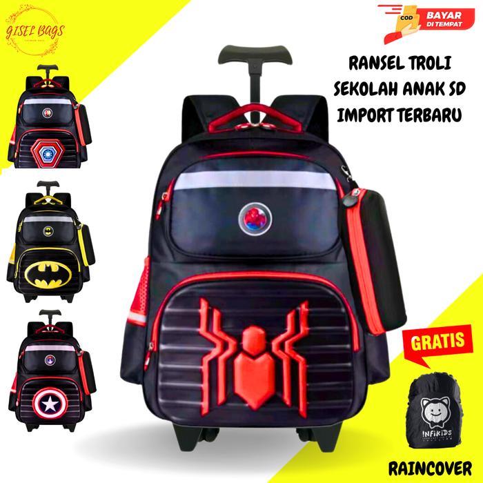 Mourance - Tas Troli Anak Sekolah Laki Laki Sd Import Gambar Timbul 3D Lampu Led
