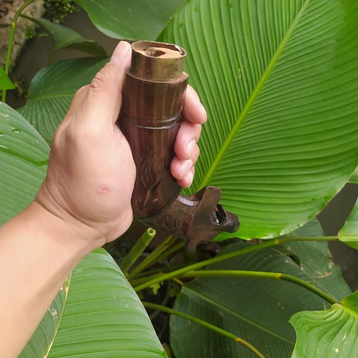 "New" Golok Gagang Kayu Ukir Macan Siap Pasang