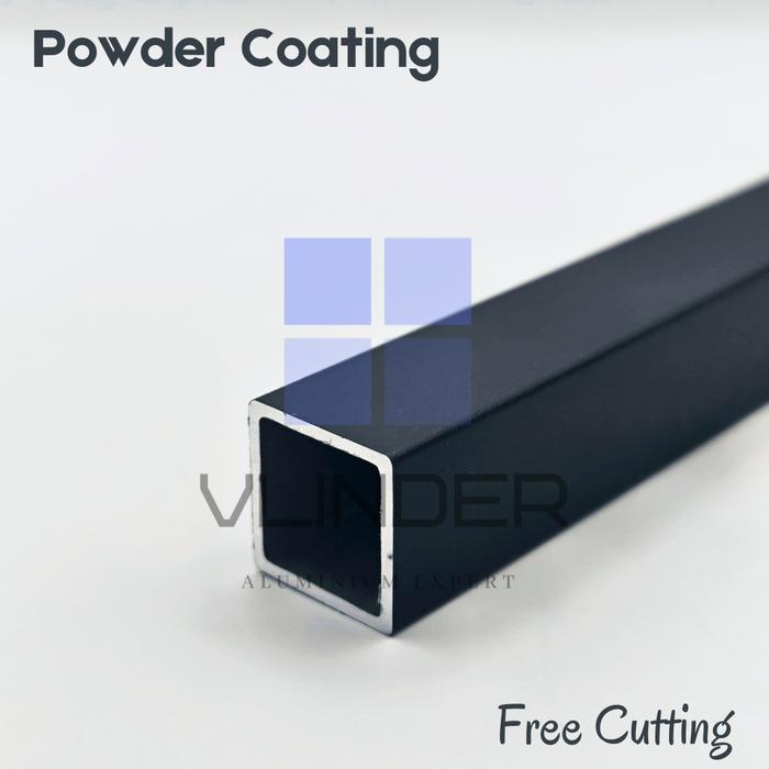 Hollow Aluminium 15 mm x t. 1.25 mm - Black PC Sandy, 1 m