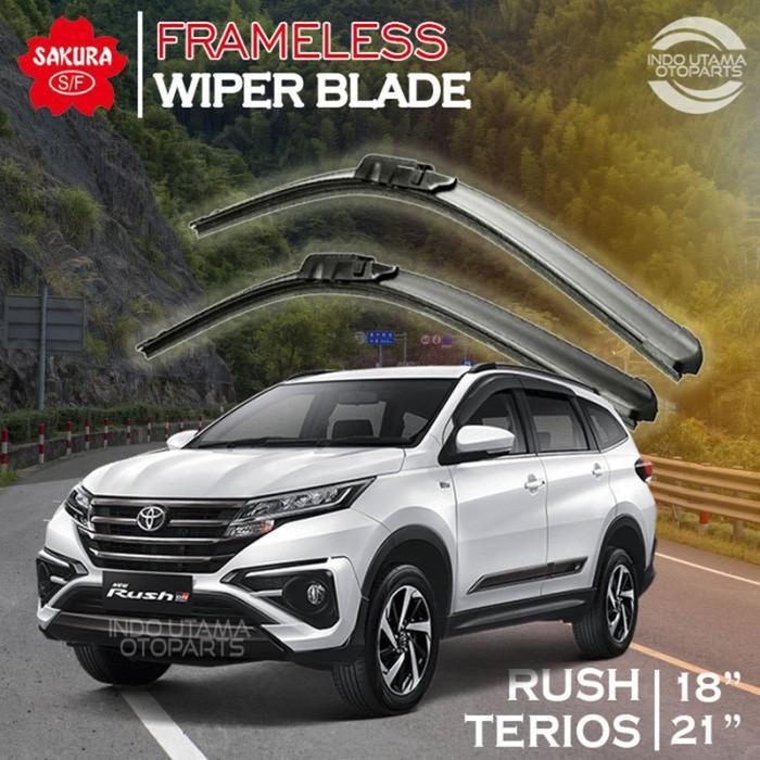Wiper Frameless Rush Terios Karet Kaca Mobil Sakura