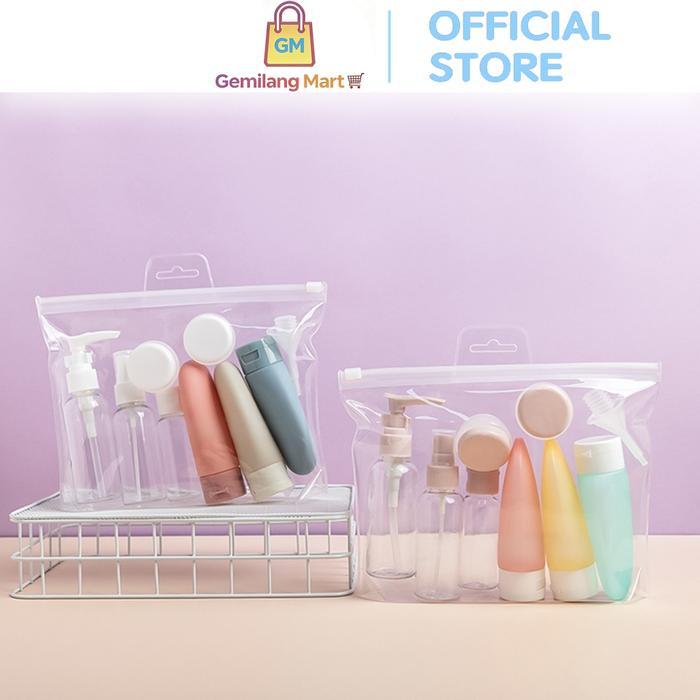 (Gemilangmart) Botol Travel Kit Isi 10Pcs H1081 Perlengkapan Lotion Sabun Skincare Praktis Wadah Isi