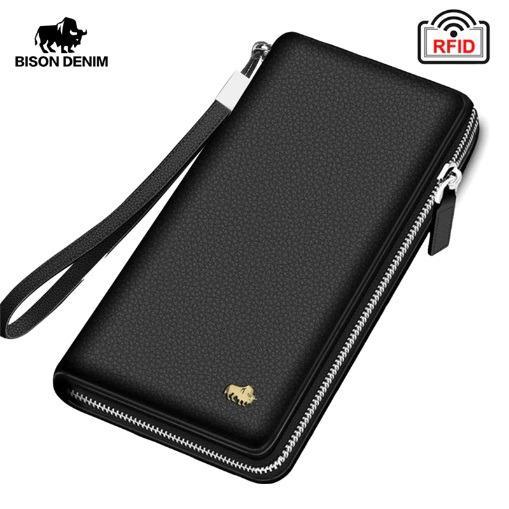 Dompet Pria Murah Bison Denim-Dompet Panjang Pria Kulit Sapi Asli (Bison 8195-1B) Dompet Pria Harga