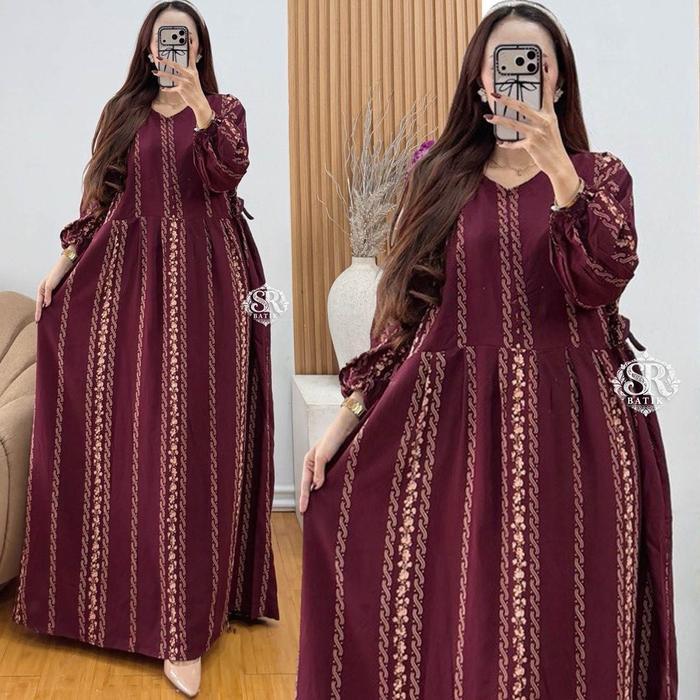 Flash Sale Gamis Saerah Dress Rayon Premium Chibi Busui Lengen Panjang Karet Batik Tebel Adem