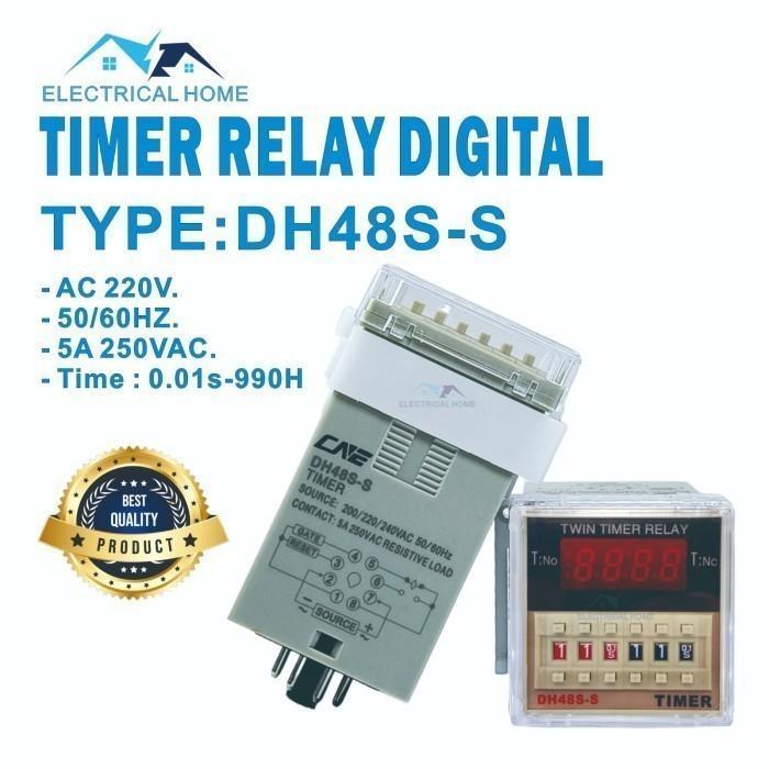 Timer Relay Digital / Twin Timer Delay Digital Dh48S-S 220Vac