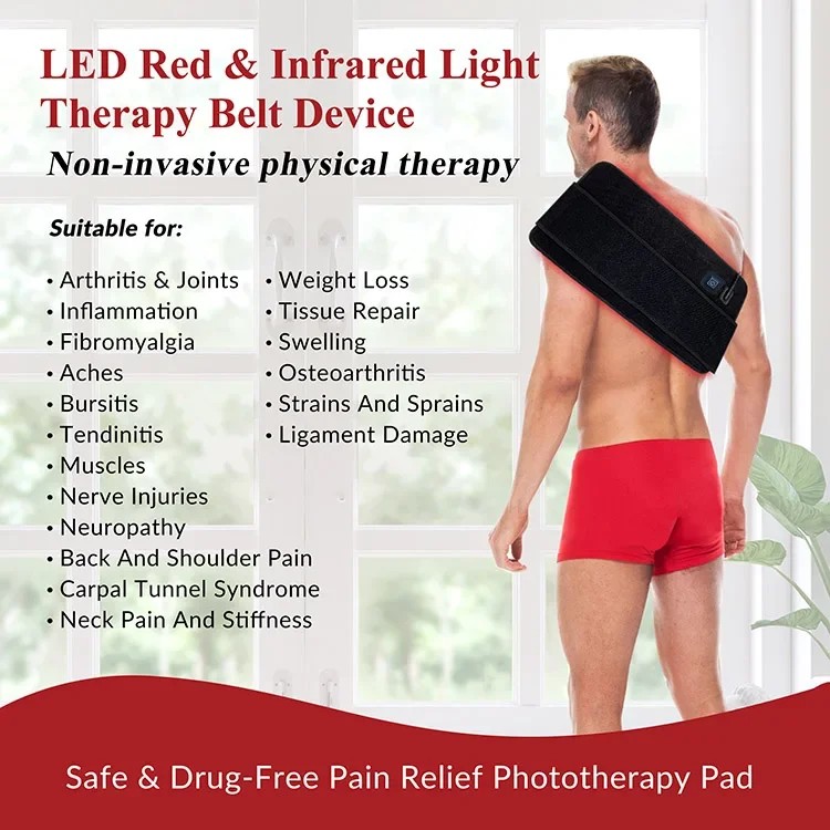 660nm Red Light & 850nm Infrared Belt Infrared LED joint muscle pain relief treatment with USB