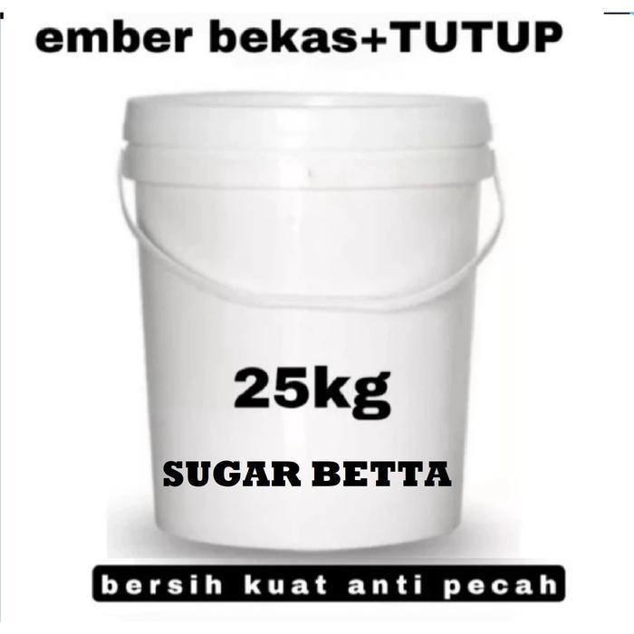 Ember cat bekas 25kg dengan tutup/Ember plastik second