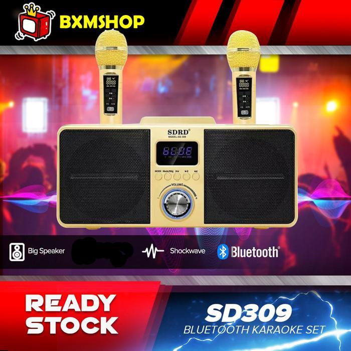 Original Mic Karaoke Wireless Speaker Bluetooth Sdrd Sd 306 / Sd 309 Dua Mic