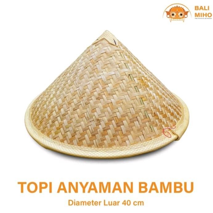 ```````] Topi petani anyam bambu 40 cm - topi anyaman - topi petani