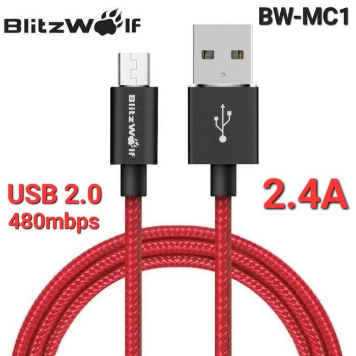 Terlaris BLITZWOLF Micro-USB To USB-A Cable 2.4A USB2 Support QC3 1m SALE