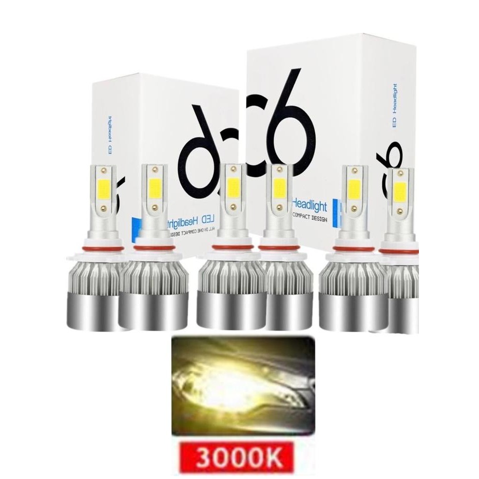 Ready SEPASANG LAMPU LED MOBIL C6 H8 H11 H16 WARNA KUNING 3000K ORIGINAL