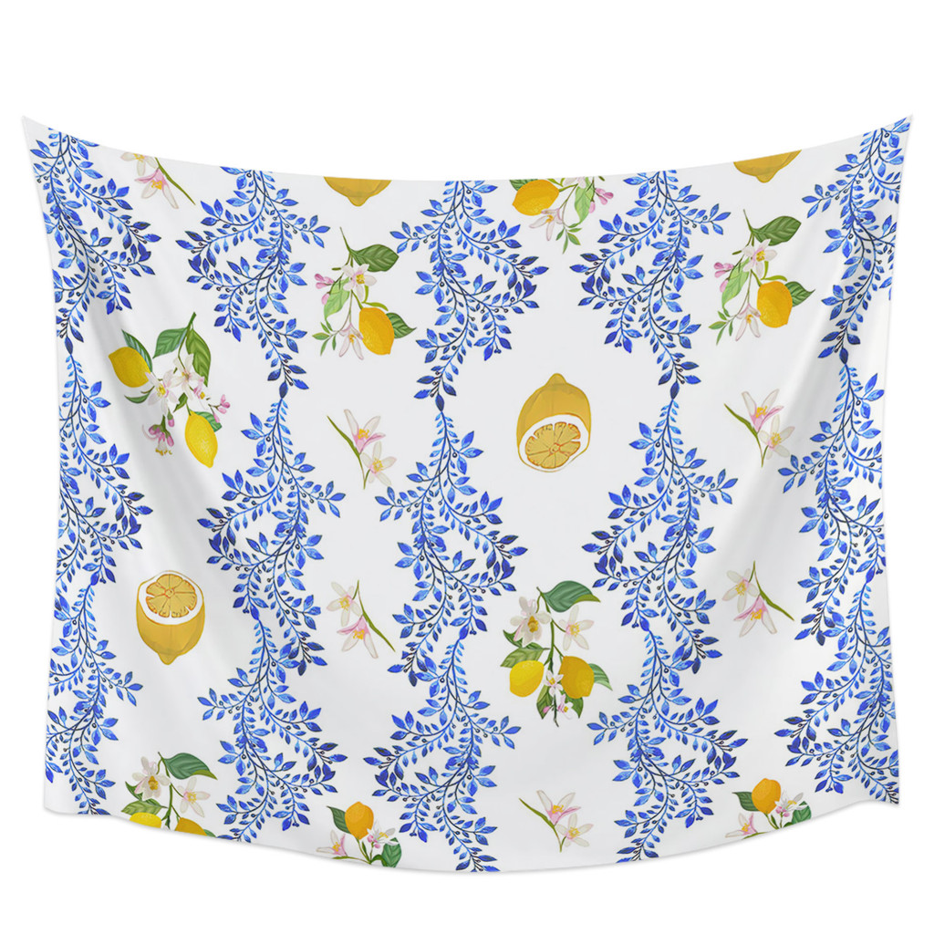 Vintage Lemon Flower Leaves Tapestry Wall Hanging Custom Boho Decoration Wall Tapestry Home Decor Ta