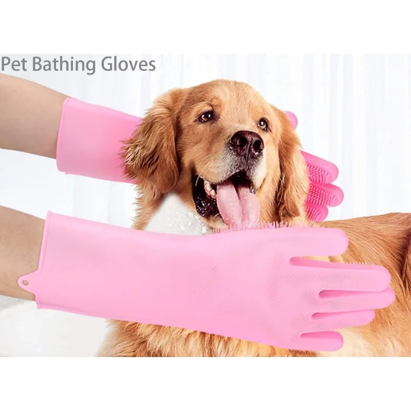 Universal Pet Bath Massage De-shedding Gloves for Dogs and CatsBath BrushDog Bath BrushPet Massage B