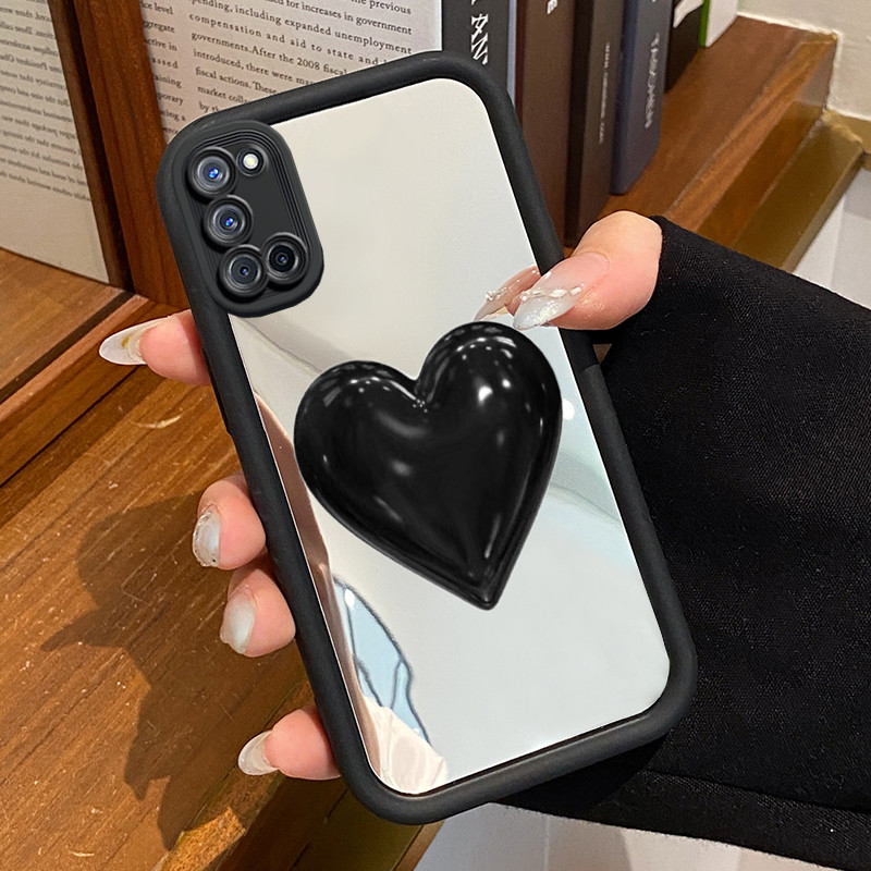 Casing Hp OPPO A52 OPPO A72 OPPO A92 Case Casing Hitam cinta HP pola Kesing Kasing cermin Cesing Sil