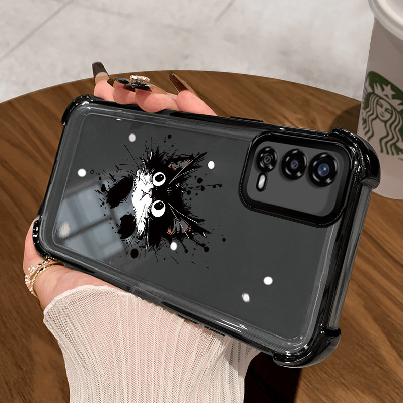 Casing Hp untuk OPPO A55 Case Kucing kocak banget Kasing Cesing plating Airbag With Lens Protector K