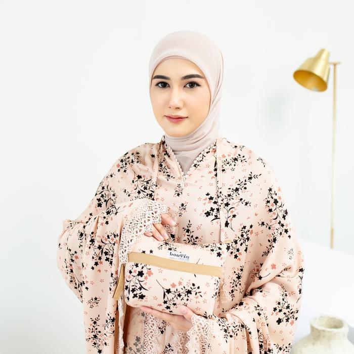 Loufie - Mukena Dewasa Rayon Motif 2 In 1 Renda Zipper Amelia Premium Jumbo Pouch Best Seller