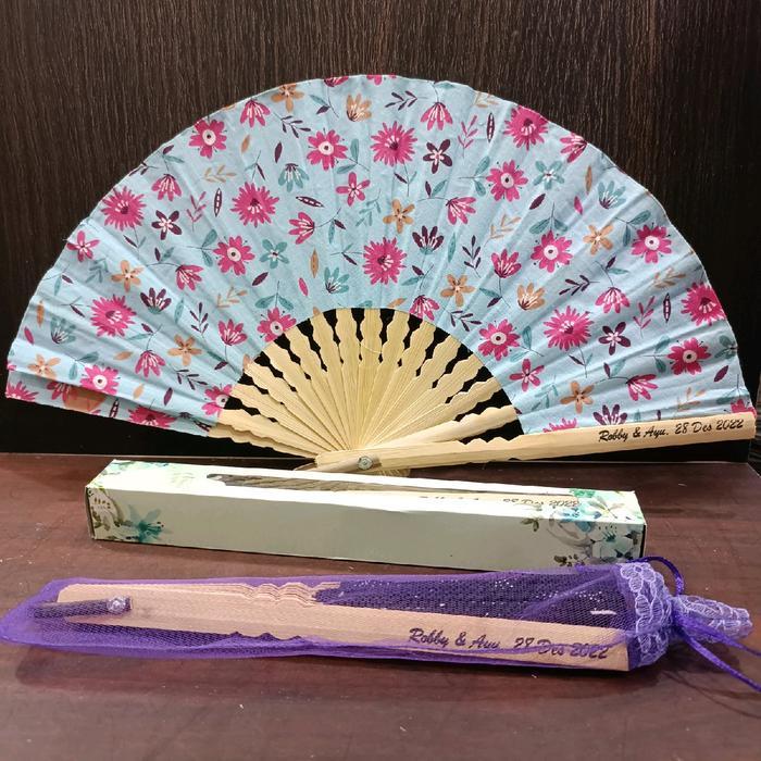 souvenir kain tile kemasan kipas dan botol