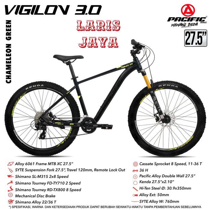 sepeda gunung pacific vigilon 3.0 mtb xc 27,5" TERBARU - chameleon green