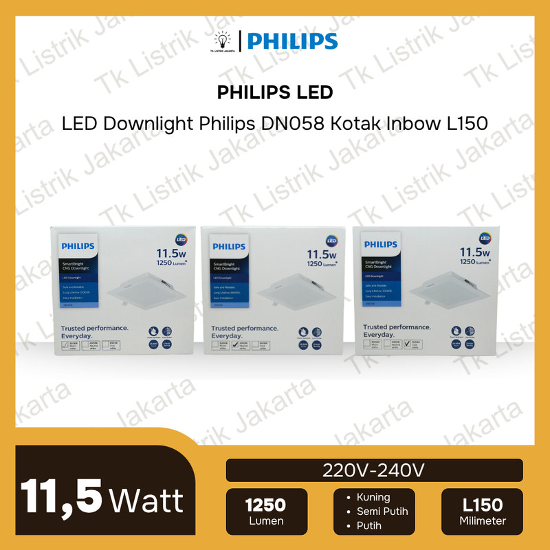 Lampu LED Downlight Philips DN058B Kotak Inbow L150 11.5W