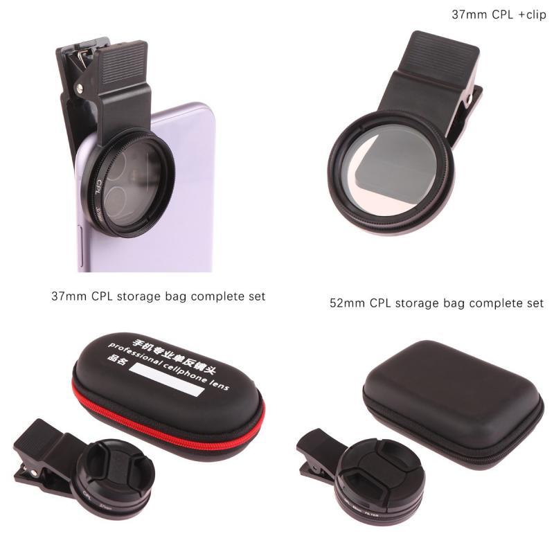 Universal Portable Professional Phone Polarizer Wide Angle Lens With Clip 37/52MM CPL Filter