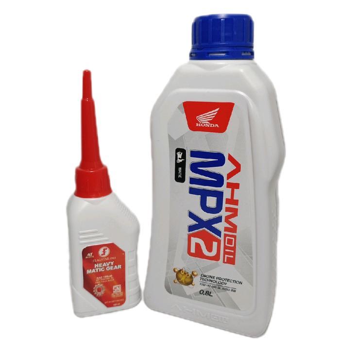 NEW AHM PAKET Oli Mesin MPX2 800ml & Oli Gardan GEAR 120ml untuk Perawatan Mesin & Gardan Sepeda