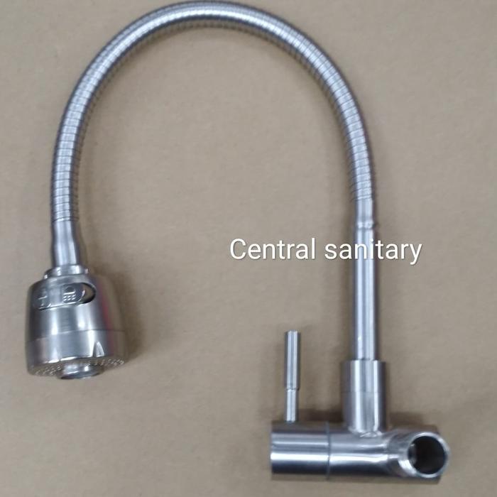 Ready Stock Kran Kitchen Sink Tembok Stainless Fleksible/Kran Dinding Model Toto