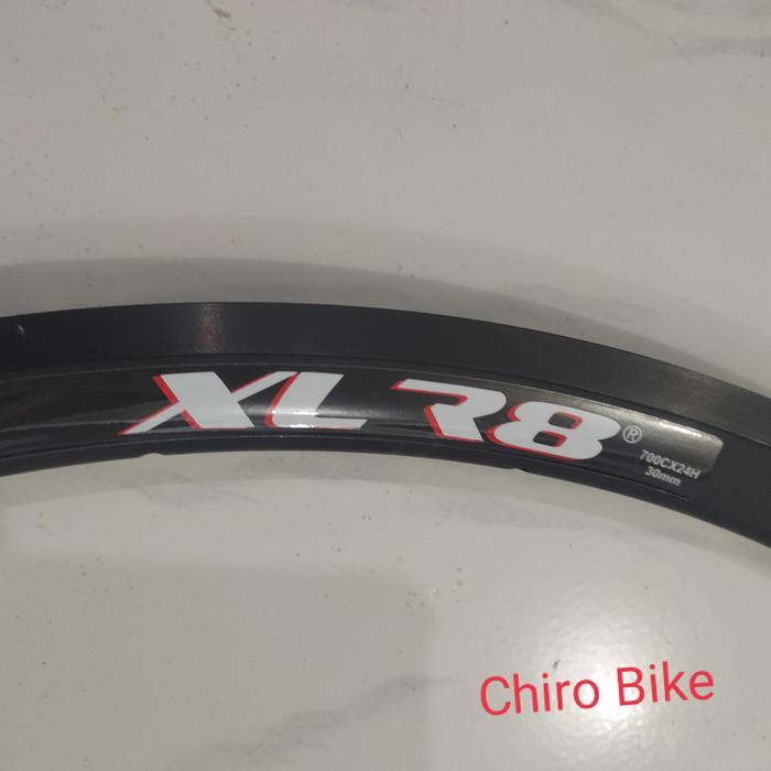 TERBARU rims sepeda balap roadbike 700c XLR8 24h brakeline hitam dop satuan