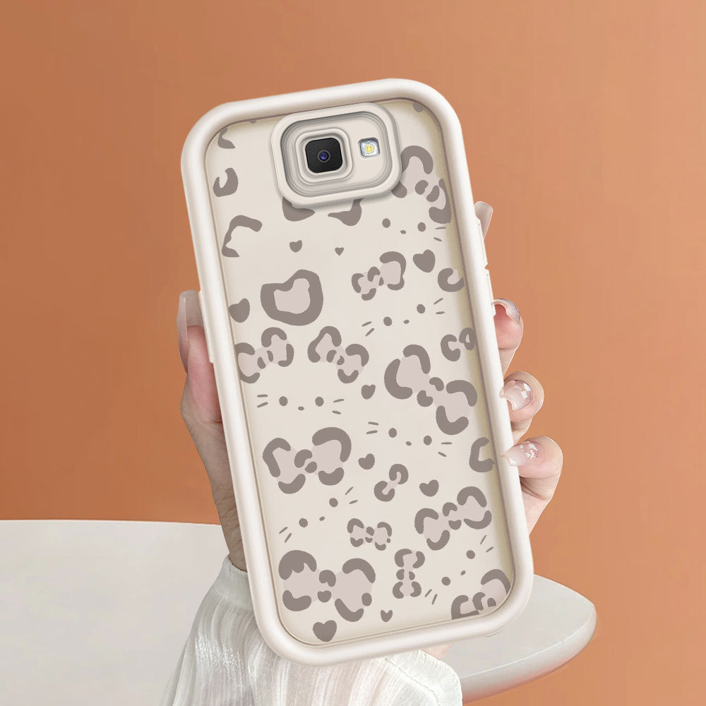 Casing Hp Untuk Compitable With Samsung Galaxy J7 Prime Milk Coffee Leopard Bow Heart Print Phone Ca