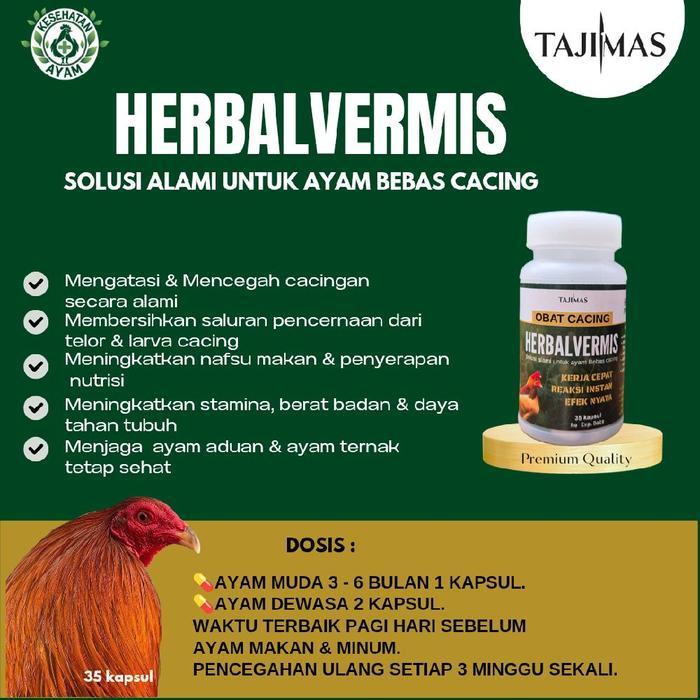 TERLARIS Obat Cacing Ayam Alami Basmi Cacing Usus Ayam Aduan & Ternak HerbalVermis Tajimas. Isi 35