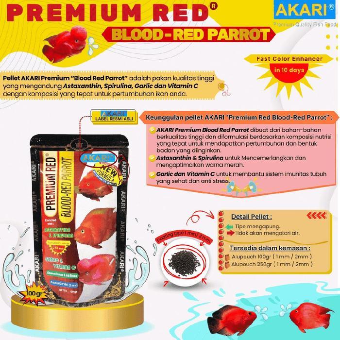 Akari Premium Red Blood Red Parrot 250Gr Makanan Ikan Pakan Oscar Louhan Parrot Pigmen Merah